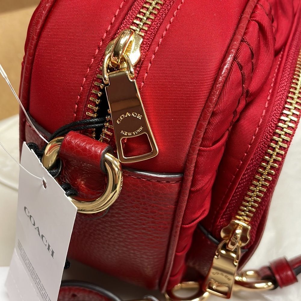Coach Red Court Crossbody With Ruching Bag - Picture 5 of 10
